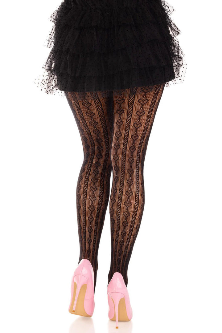 pastel goth heart fishnet tights