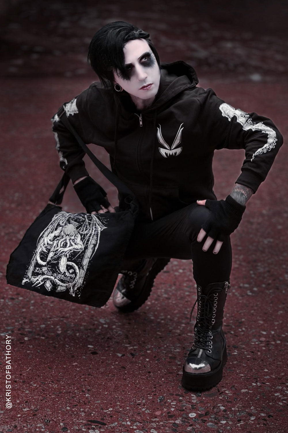 Black Goth Crossbody Bag Gothic Striped Shoulder Bag Vampire -  Israel