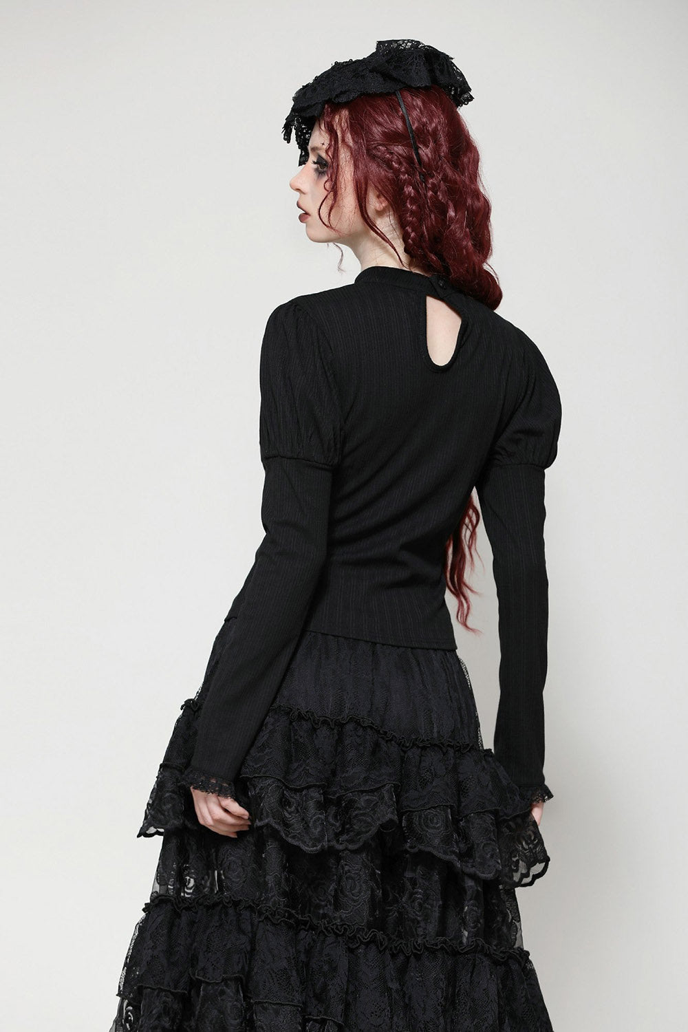 embroidered long sleeve goth top