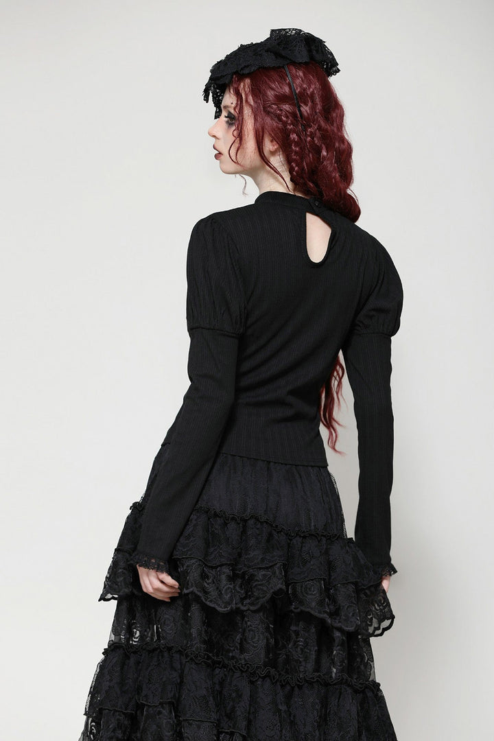 embroidered long sleeve goth top