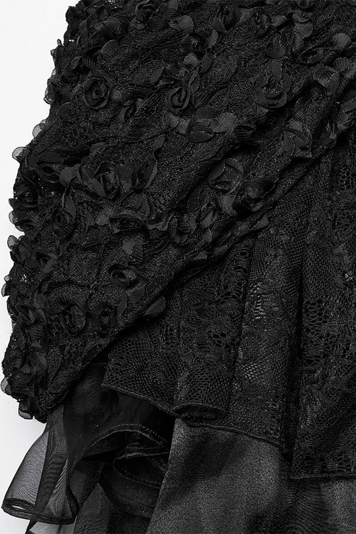 black victorian goth high low hem layered skirt gown