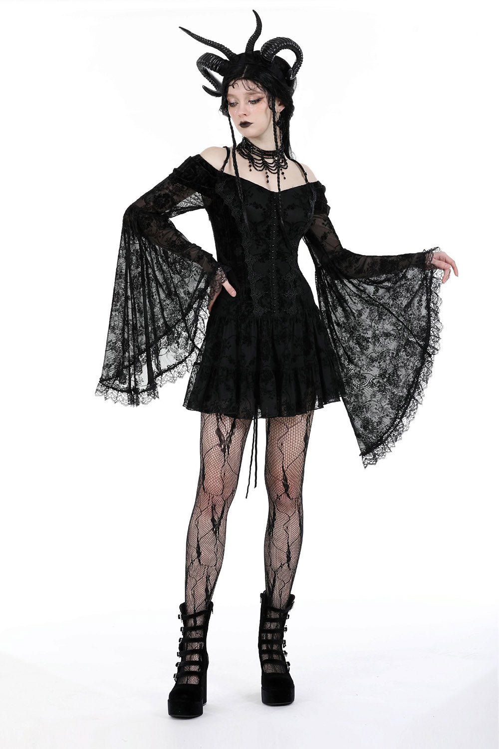 off the shoulder goth dress