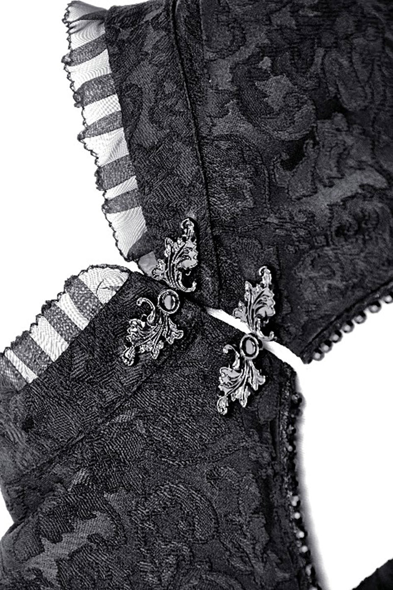 black damask pattern fabric top