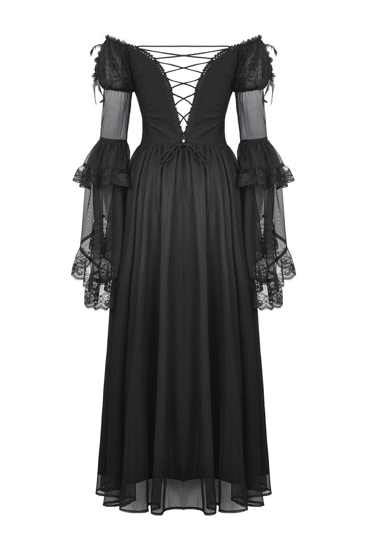 womens romantic goth off-shoulder dress