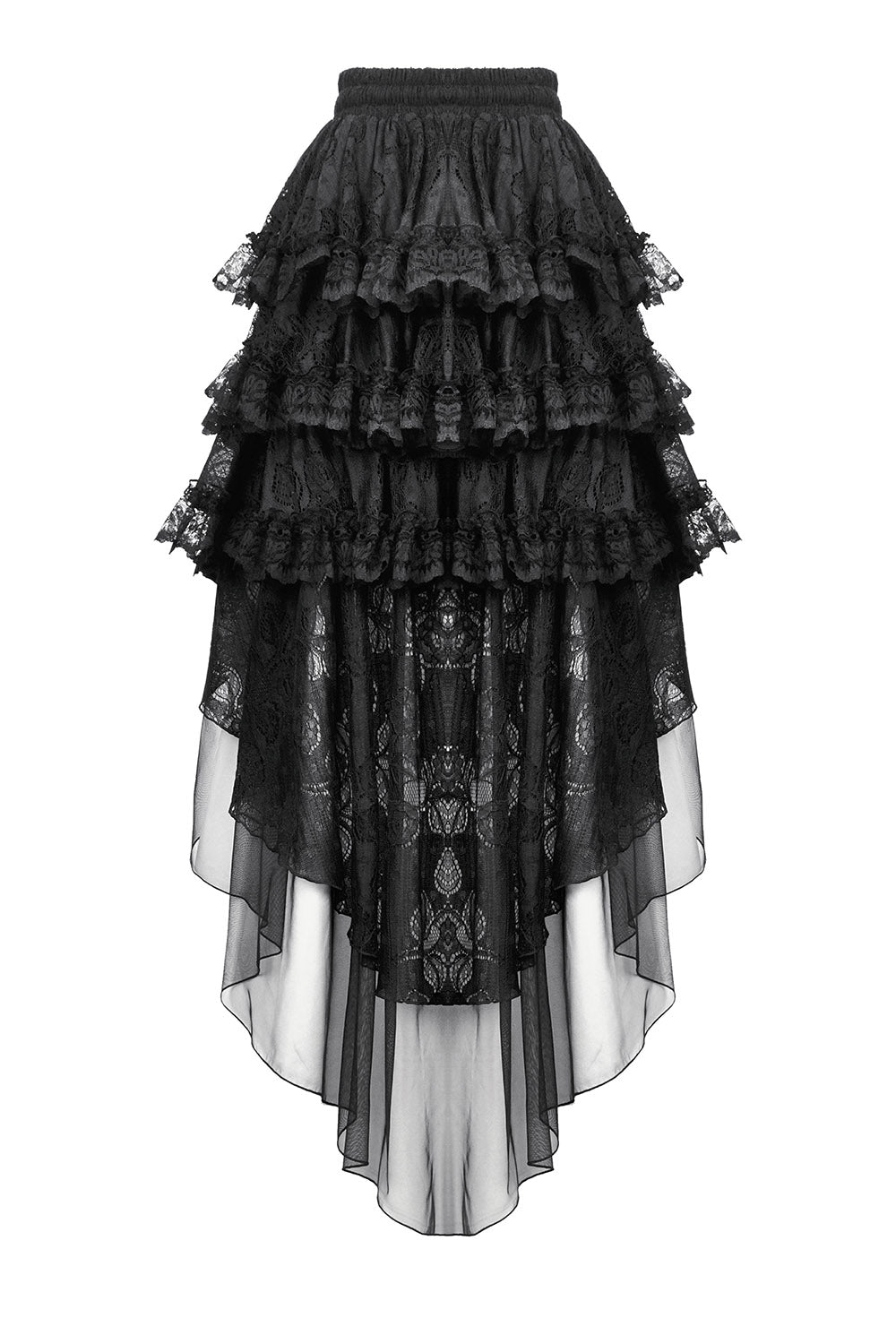 spooky sweet black tiered lace ruffle skirt