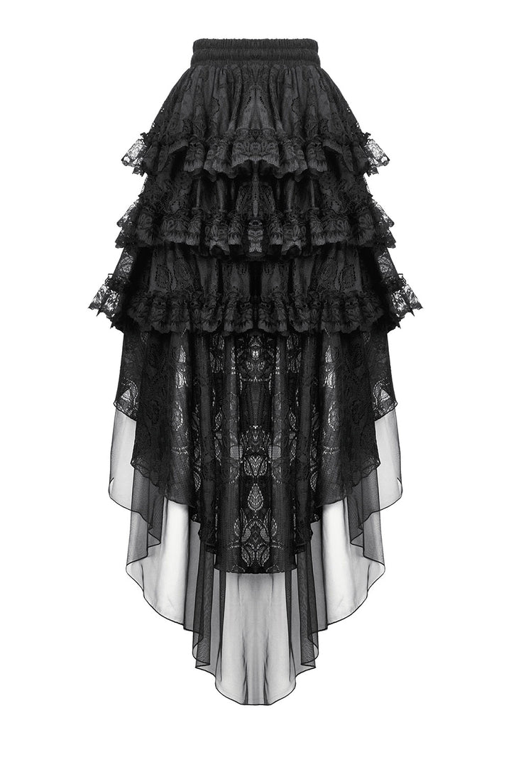 spooky sweet black tiered lace ruffle skirt