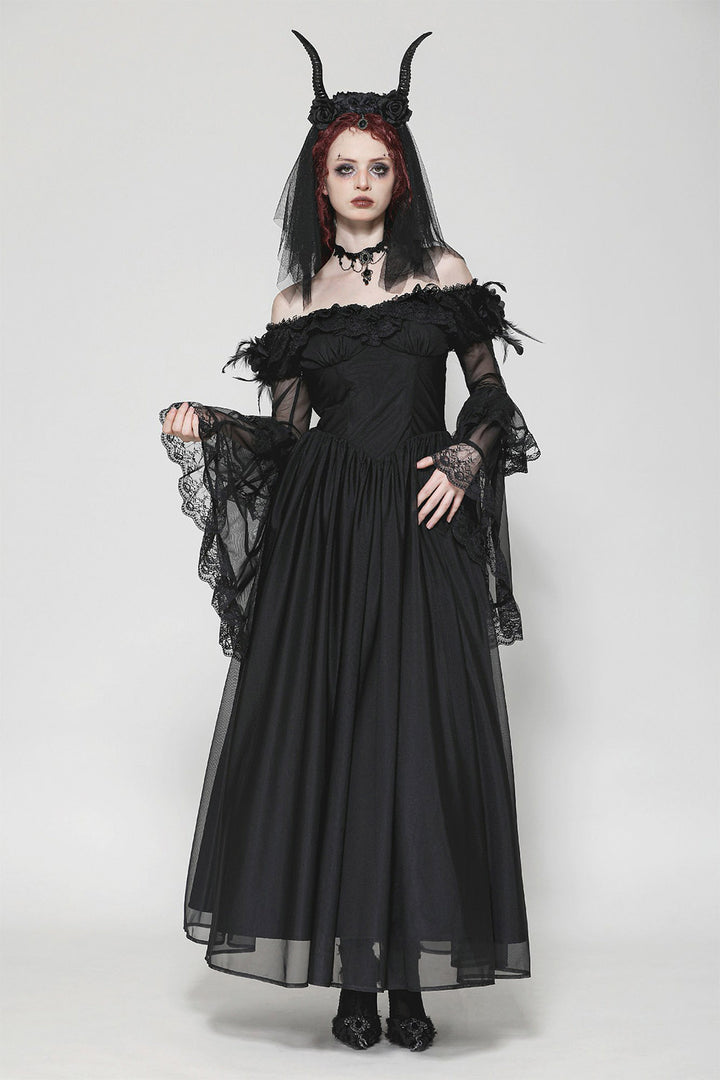 mesh flared sleeve dress by dark in love