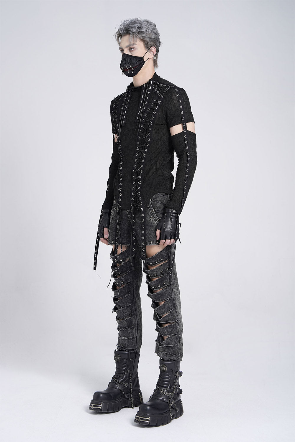 mens long sleeve laced cybergoth shirt