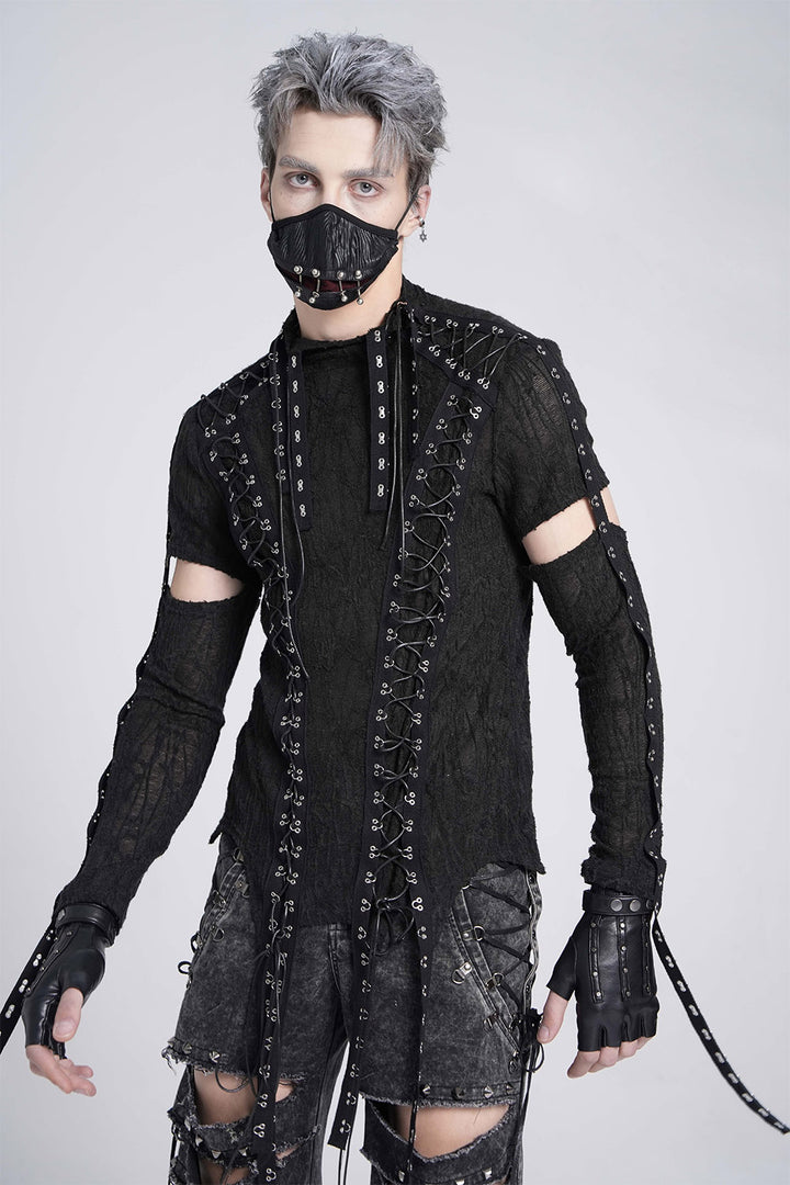 mens-lace-up goth shirt