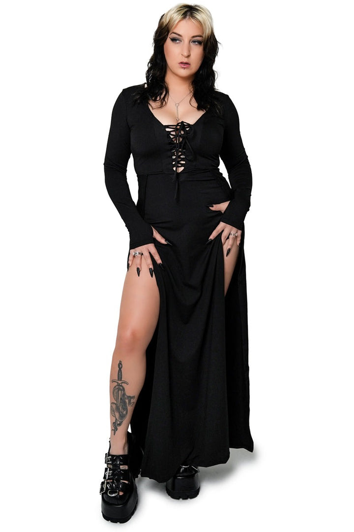 long leg-slit gothic dress