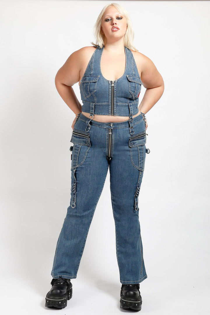punk blue denim jeans for women