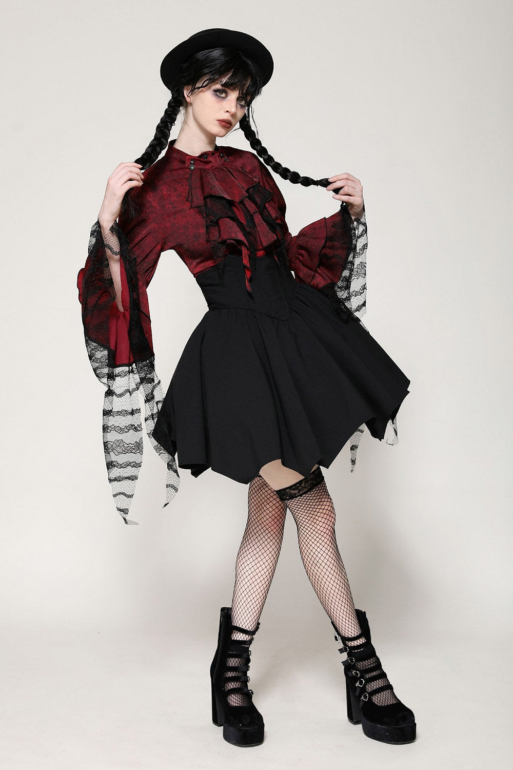 ruffled red gothic valentine's day top