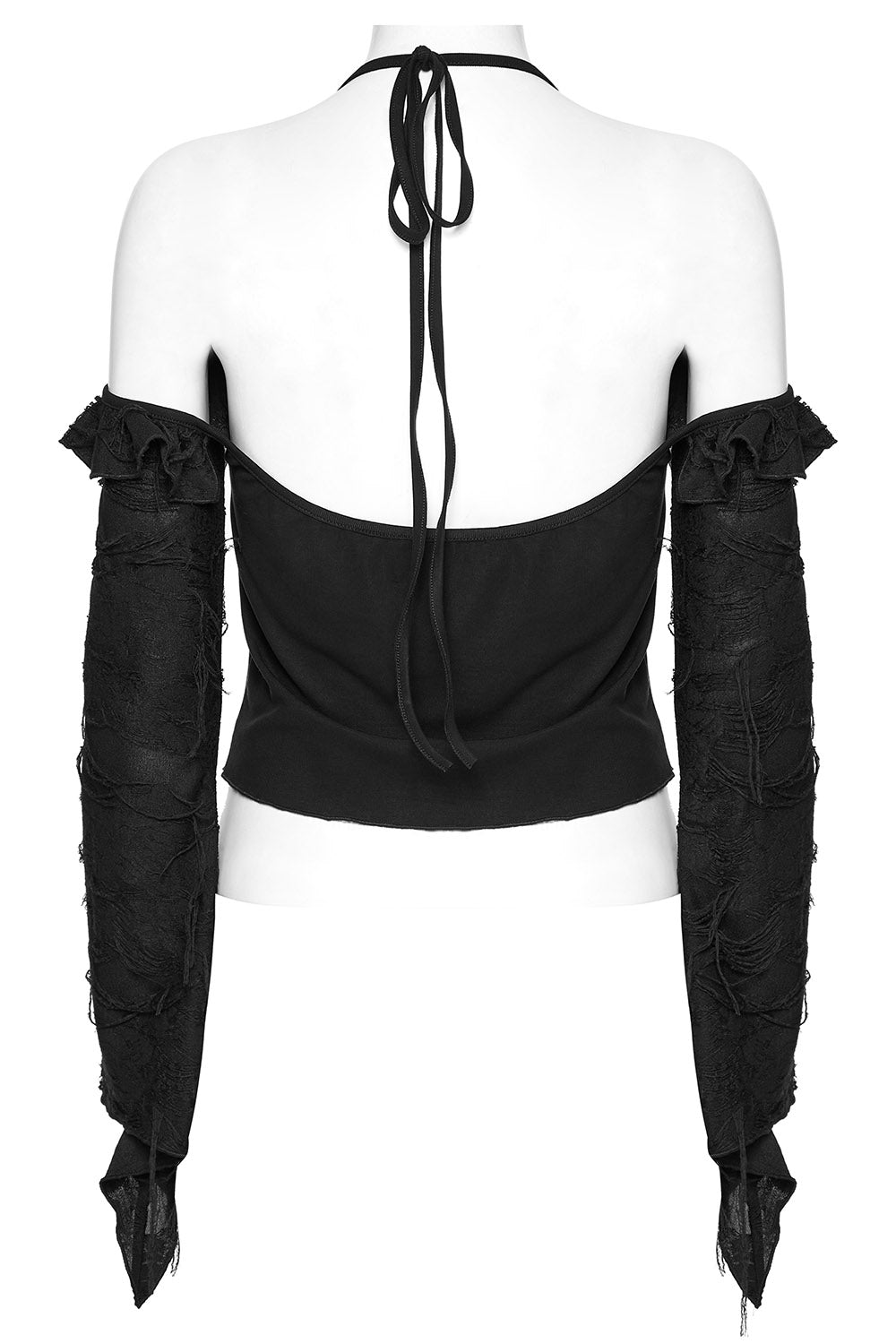 black distressed post apocalyptic halter top