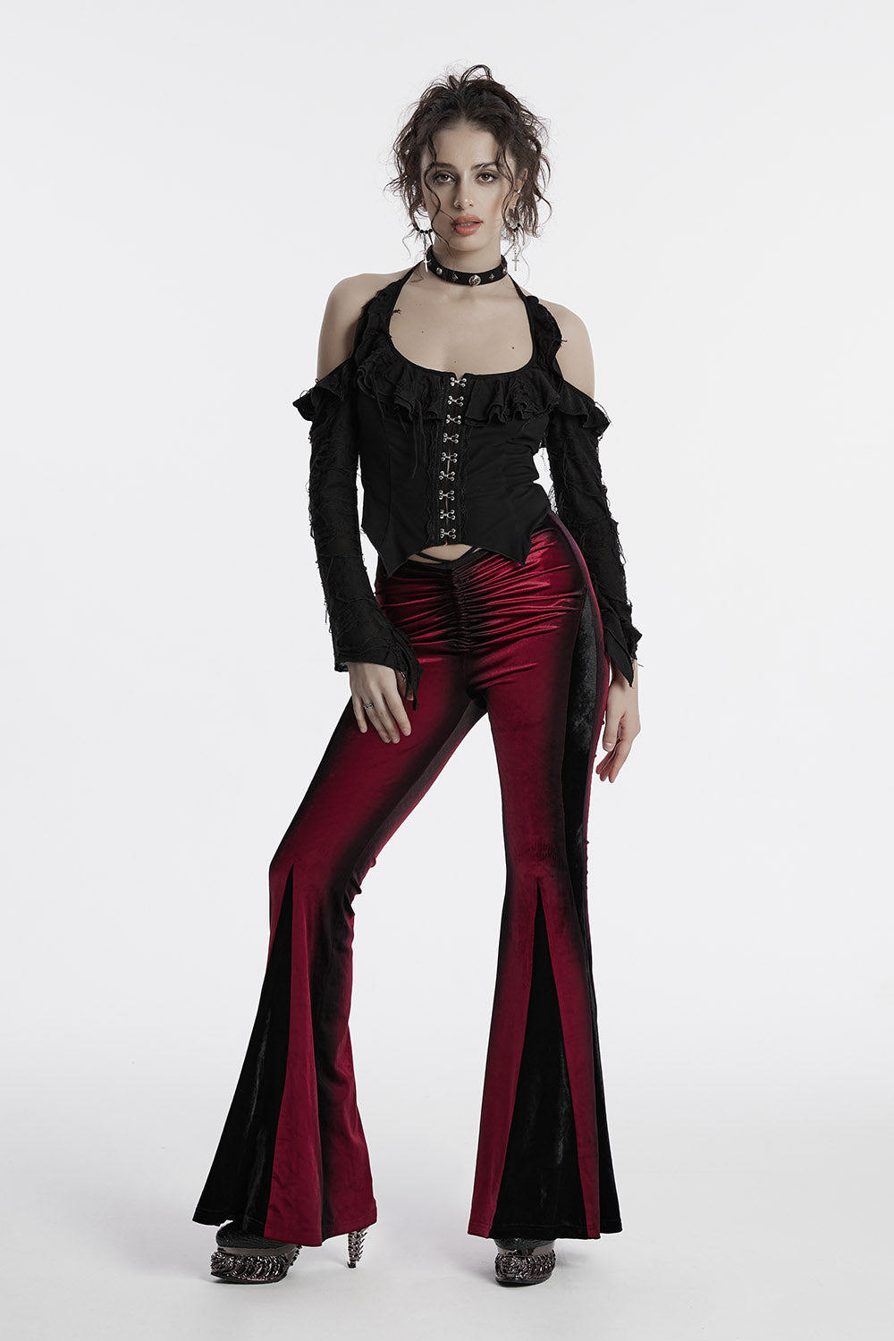 distressed long sleeve gothic top