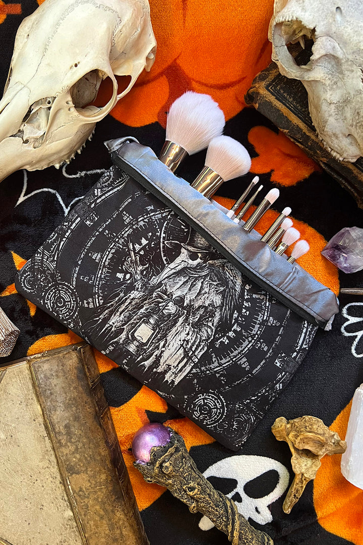 gothic purse makeup bag with plague doctor art