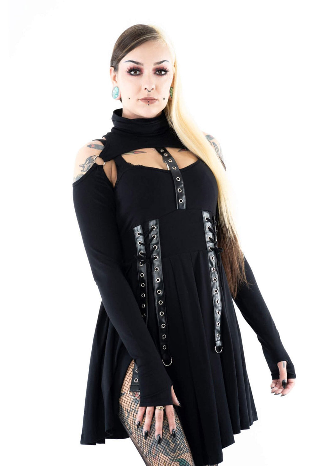 womens midi emo black dress
