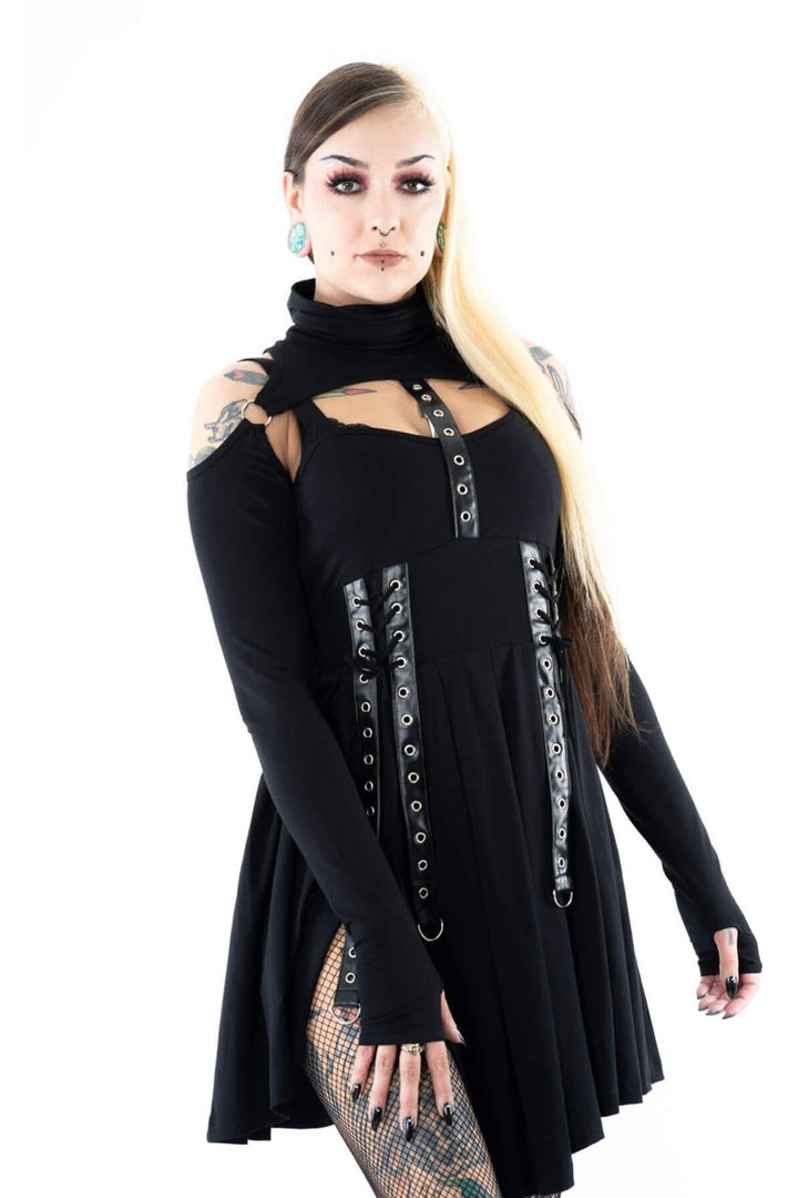 womens midi emo black dress