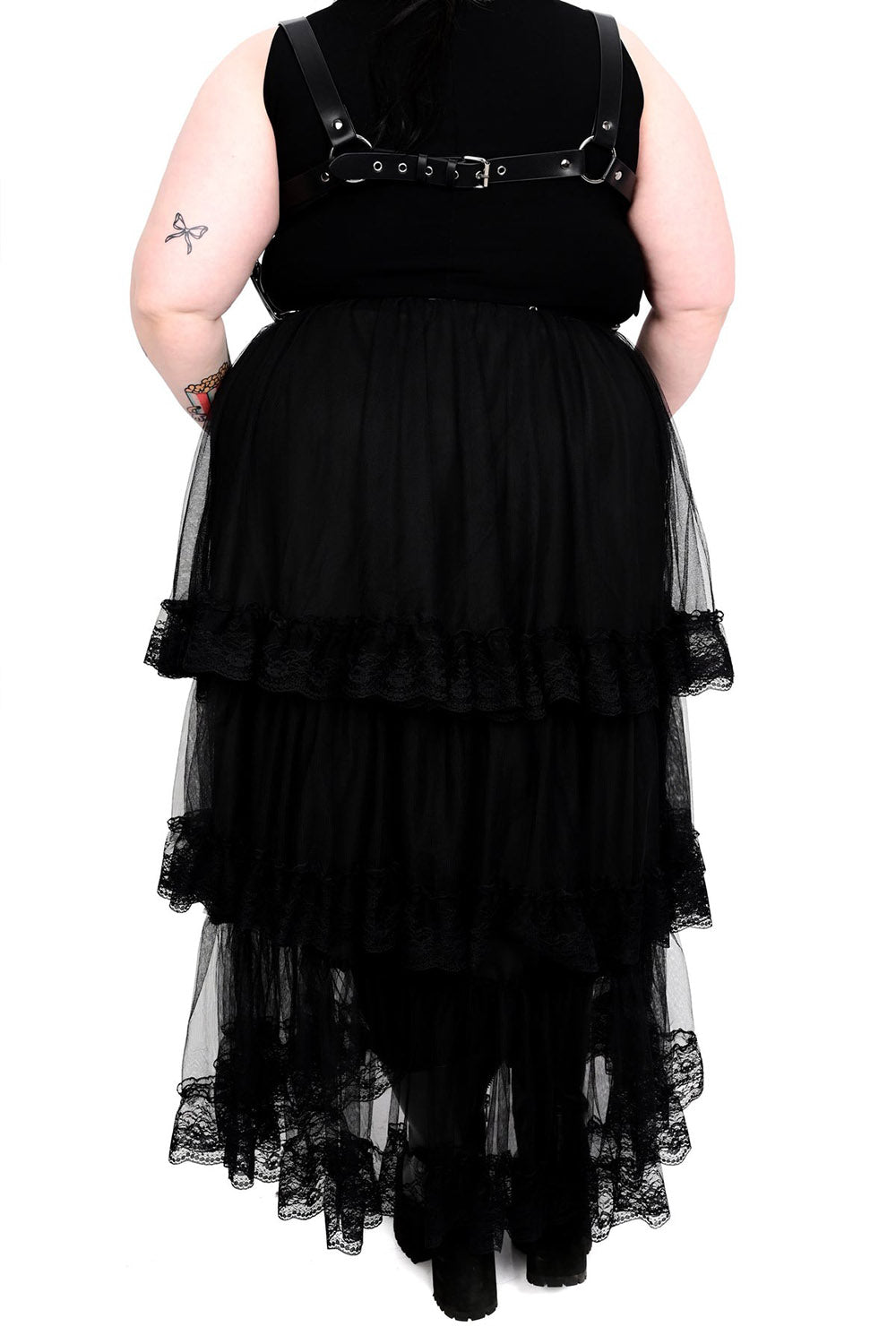 womens mesh tiered lace long gothic skirt