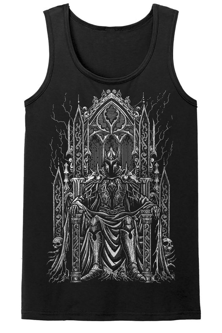unisex gothic tank top with knight graphic on the front