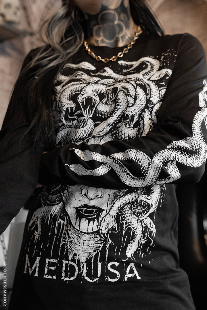 gothic Medusa clothes with snake sleeves