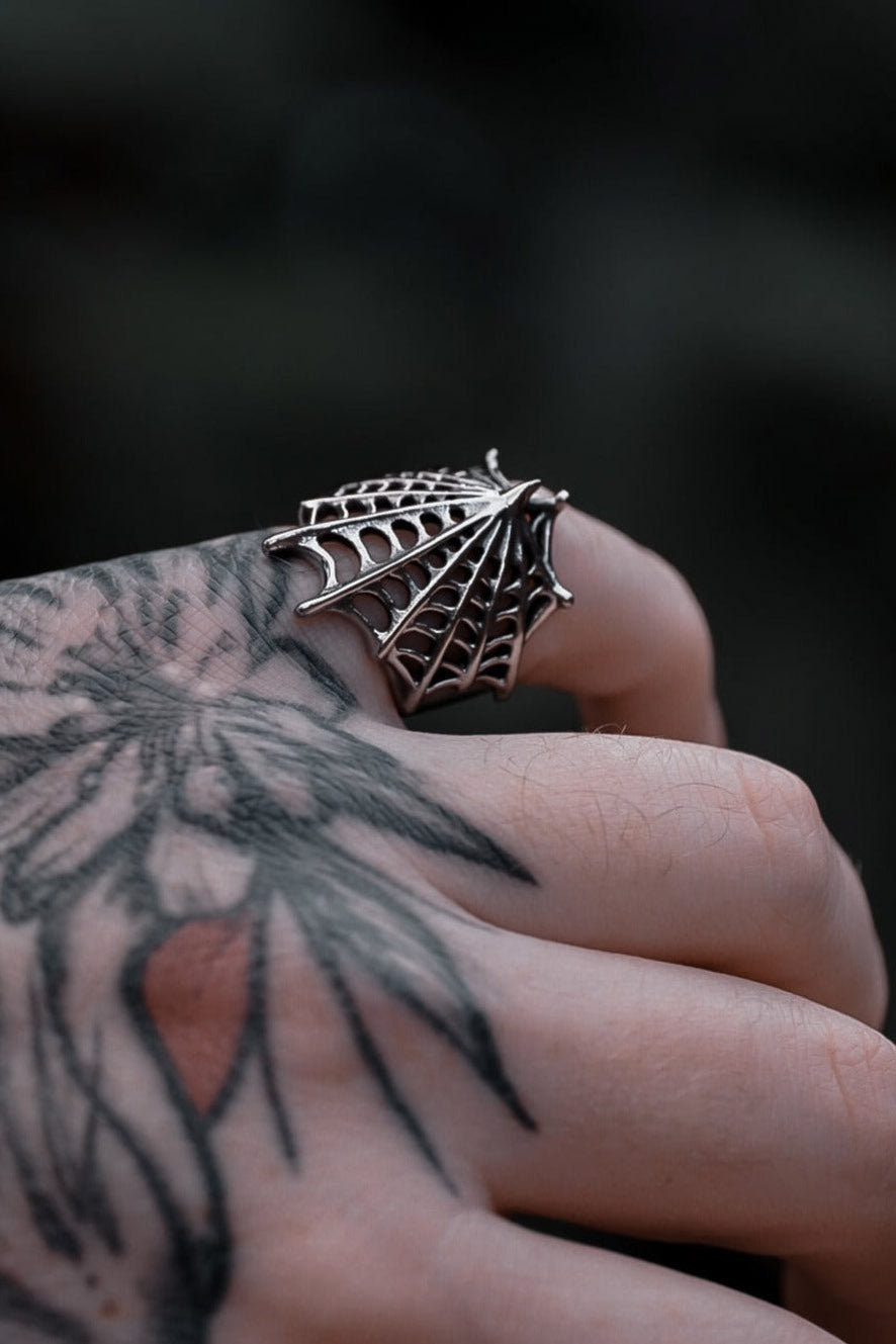 goth spiderweb ring
