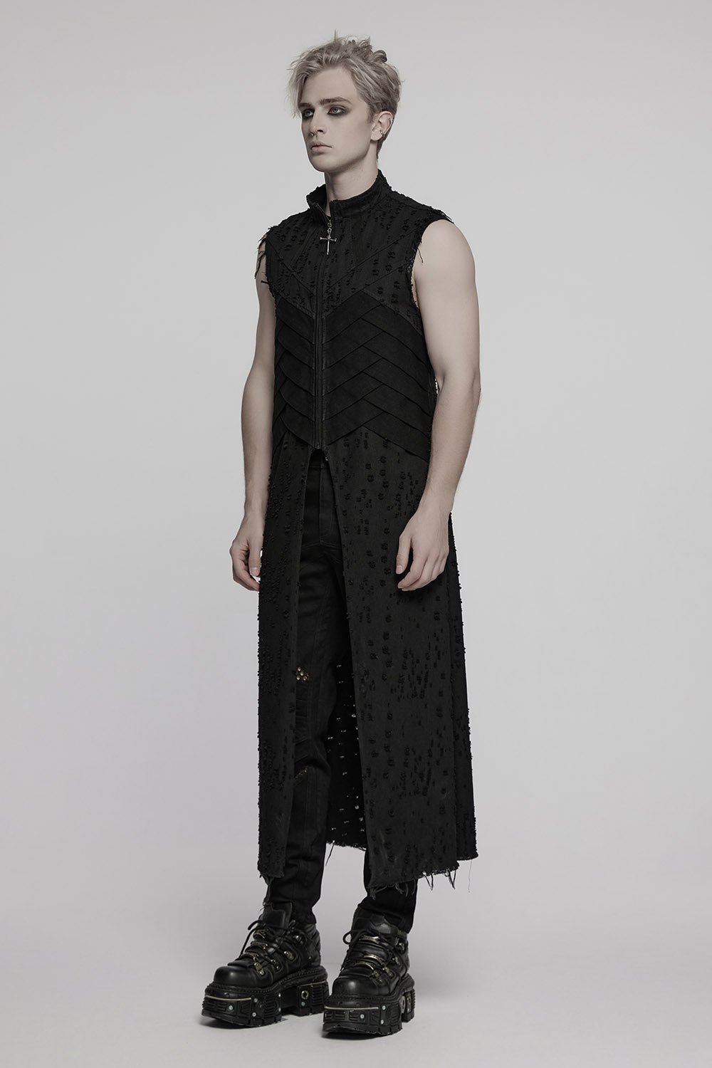 mens cyber goth trench coat