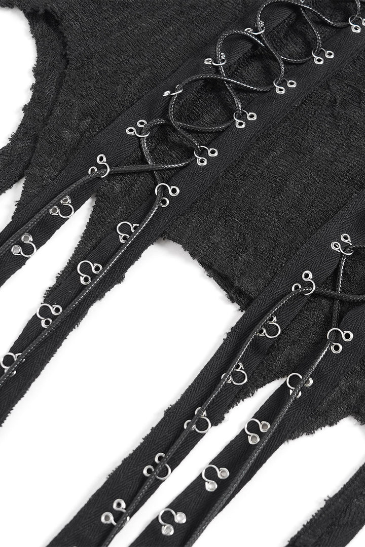 mens cybergoth shirt with tattered hem