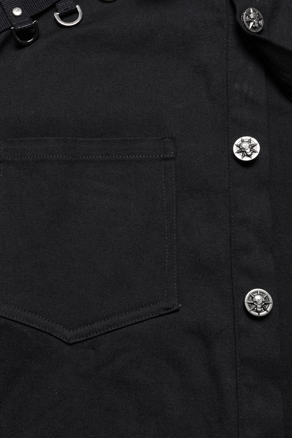 mens Gothic collared shirt with skull buttons