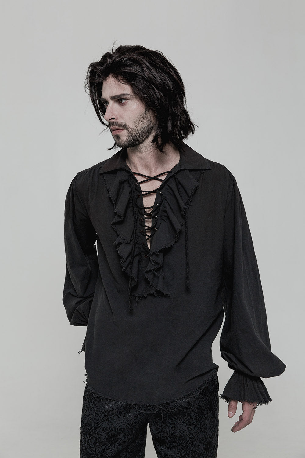 mens lace up front pirate shirt
