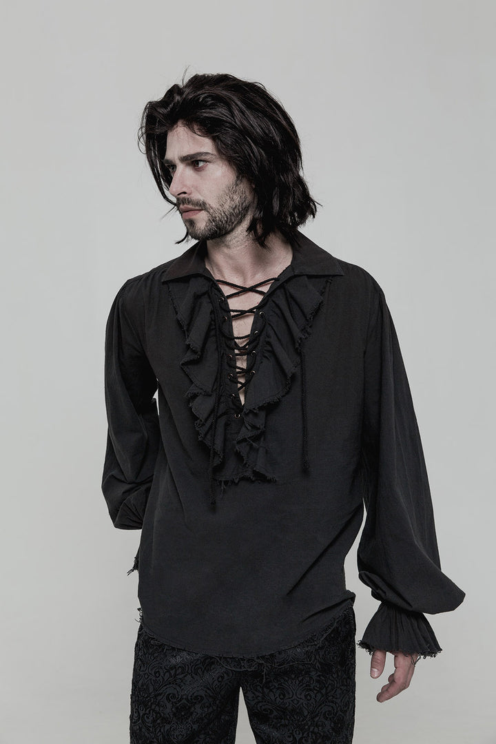 mens lace up front pirate shirt