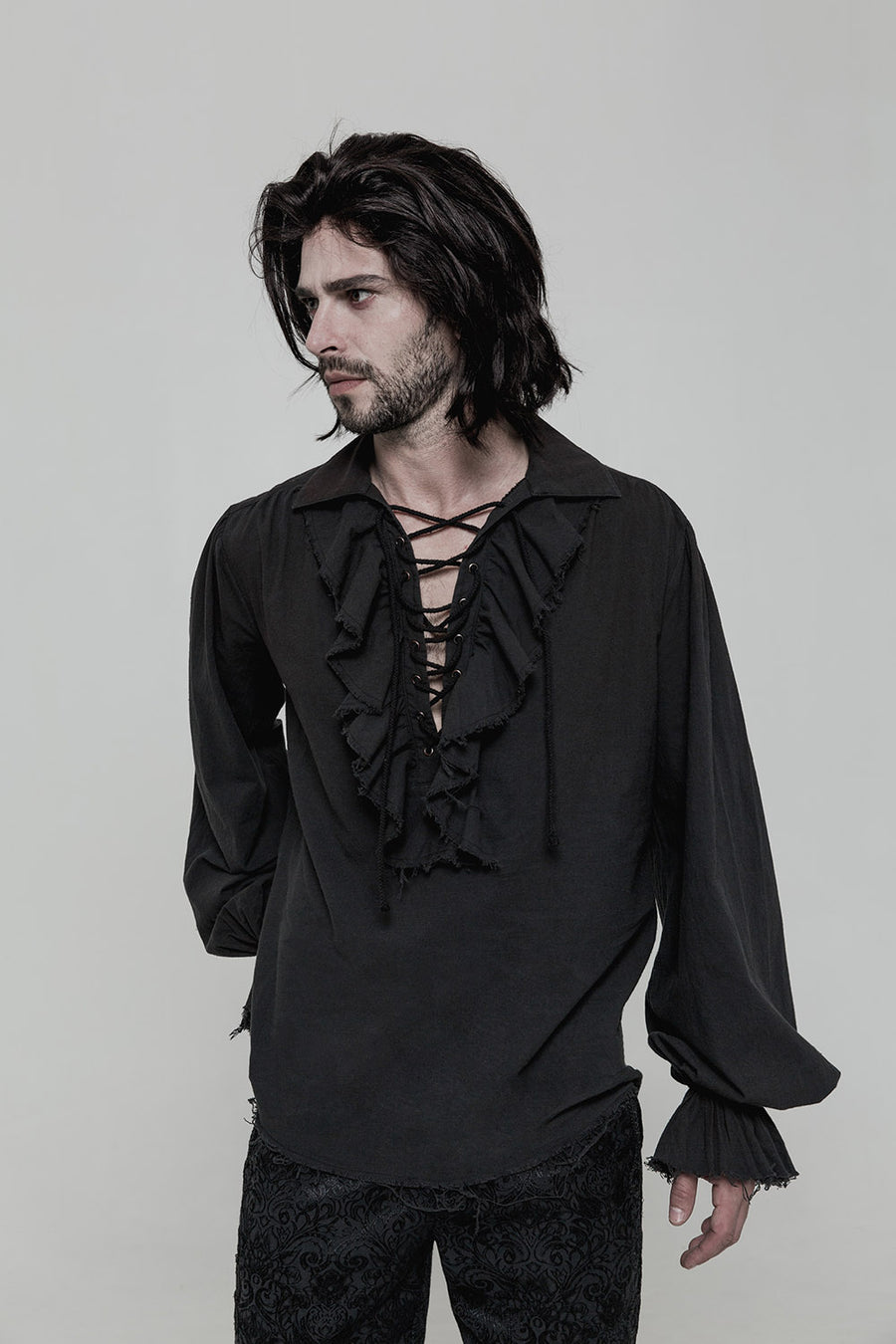 mens lace up front pirate shirt