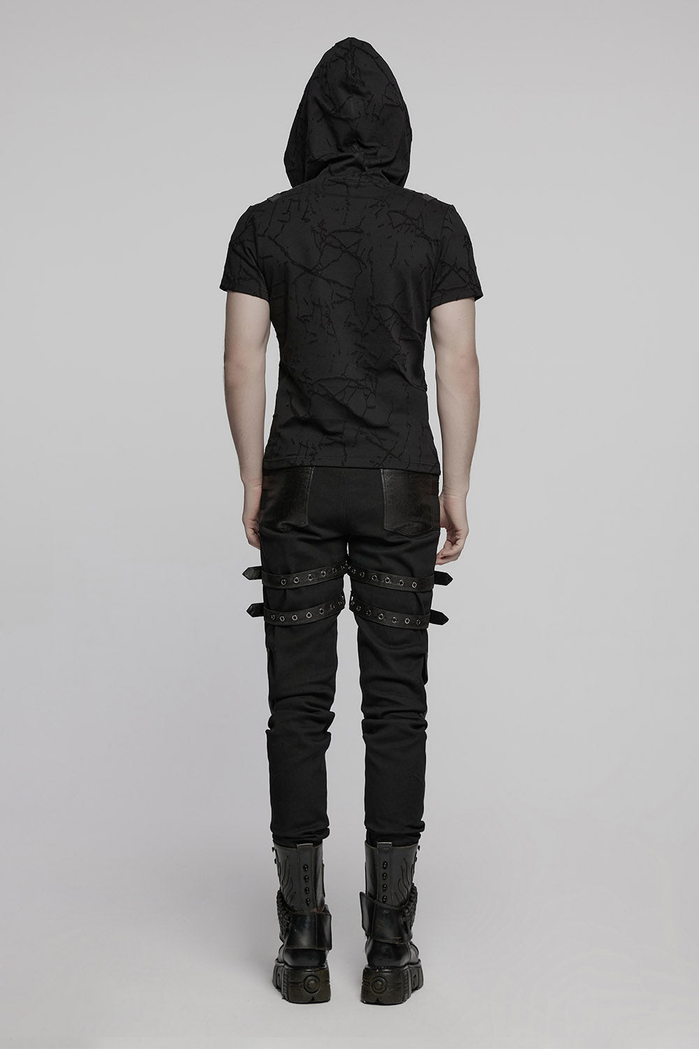 mens slim fit gothic studded buckle pants