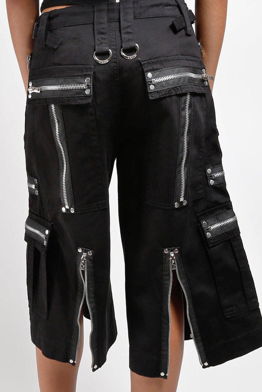 adjustable zippered grunge goth baggy long cargo shorts