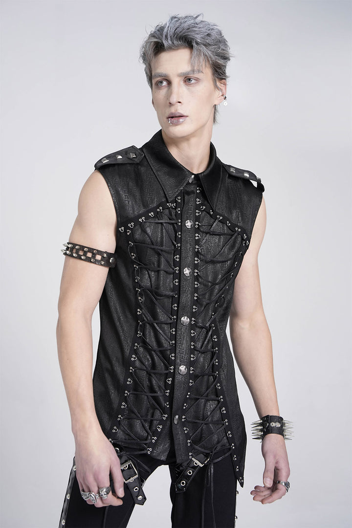 mens gothic black vest