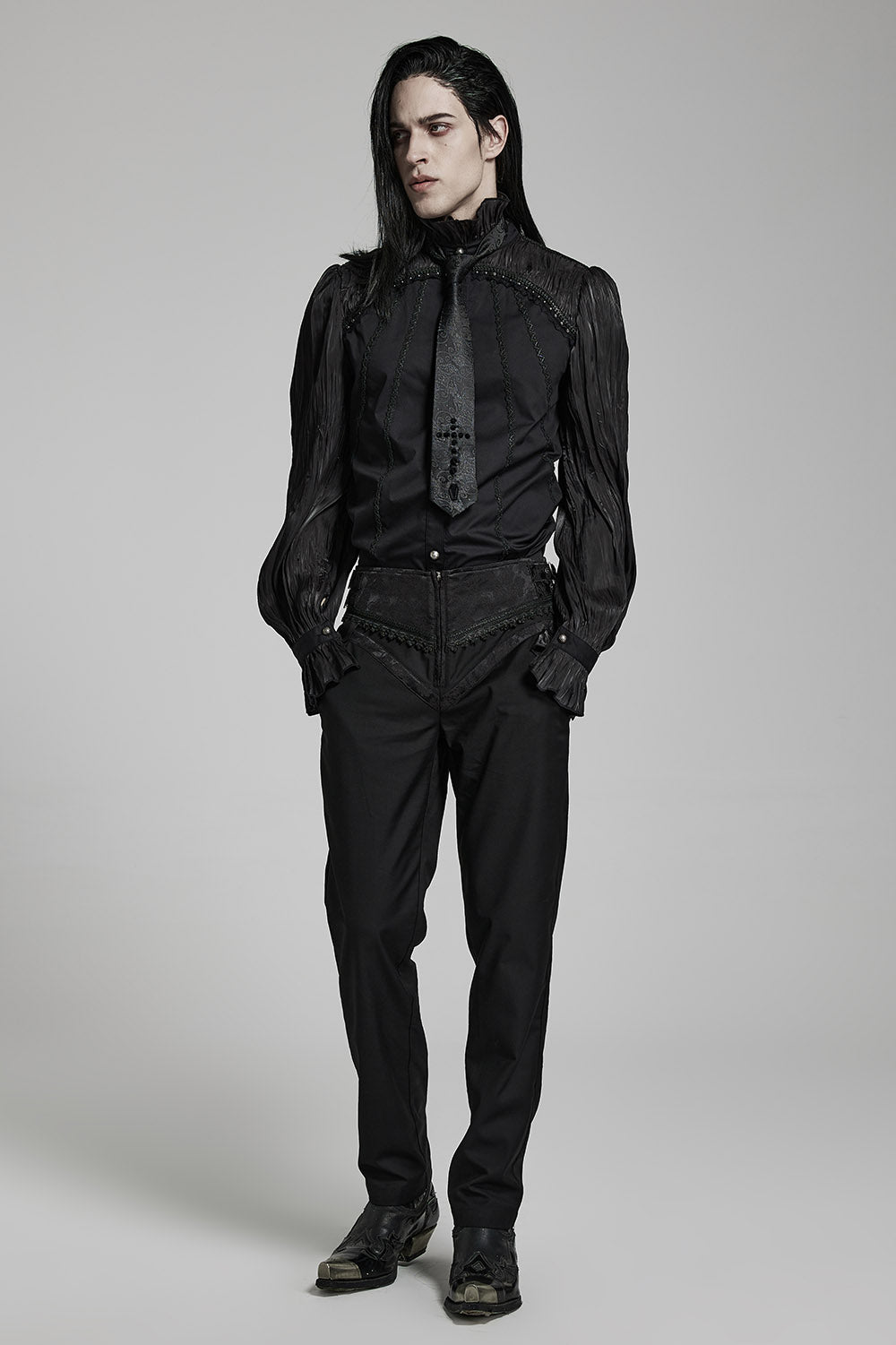 black satin silk gothic necktie