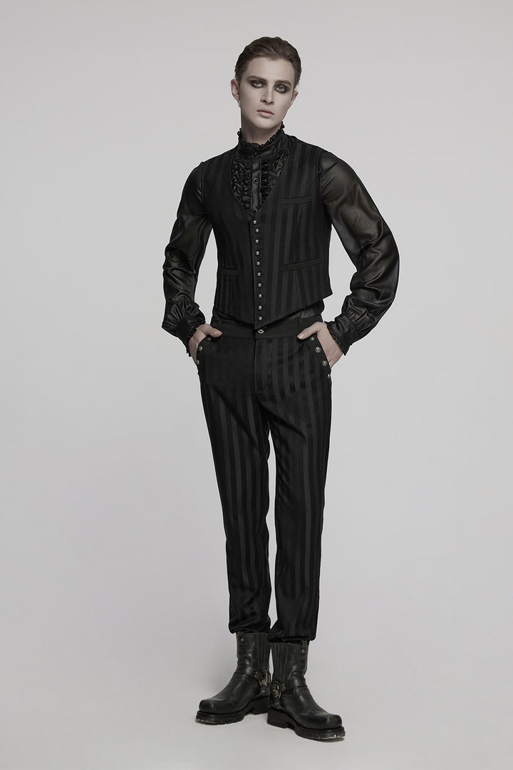 striped victorian goth waistcoat for men