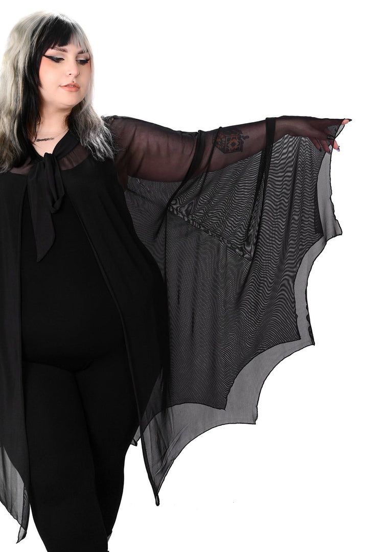 gothic witch mesh batwing shaped edge cape