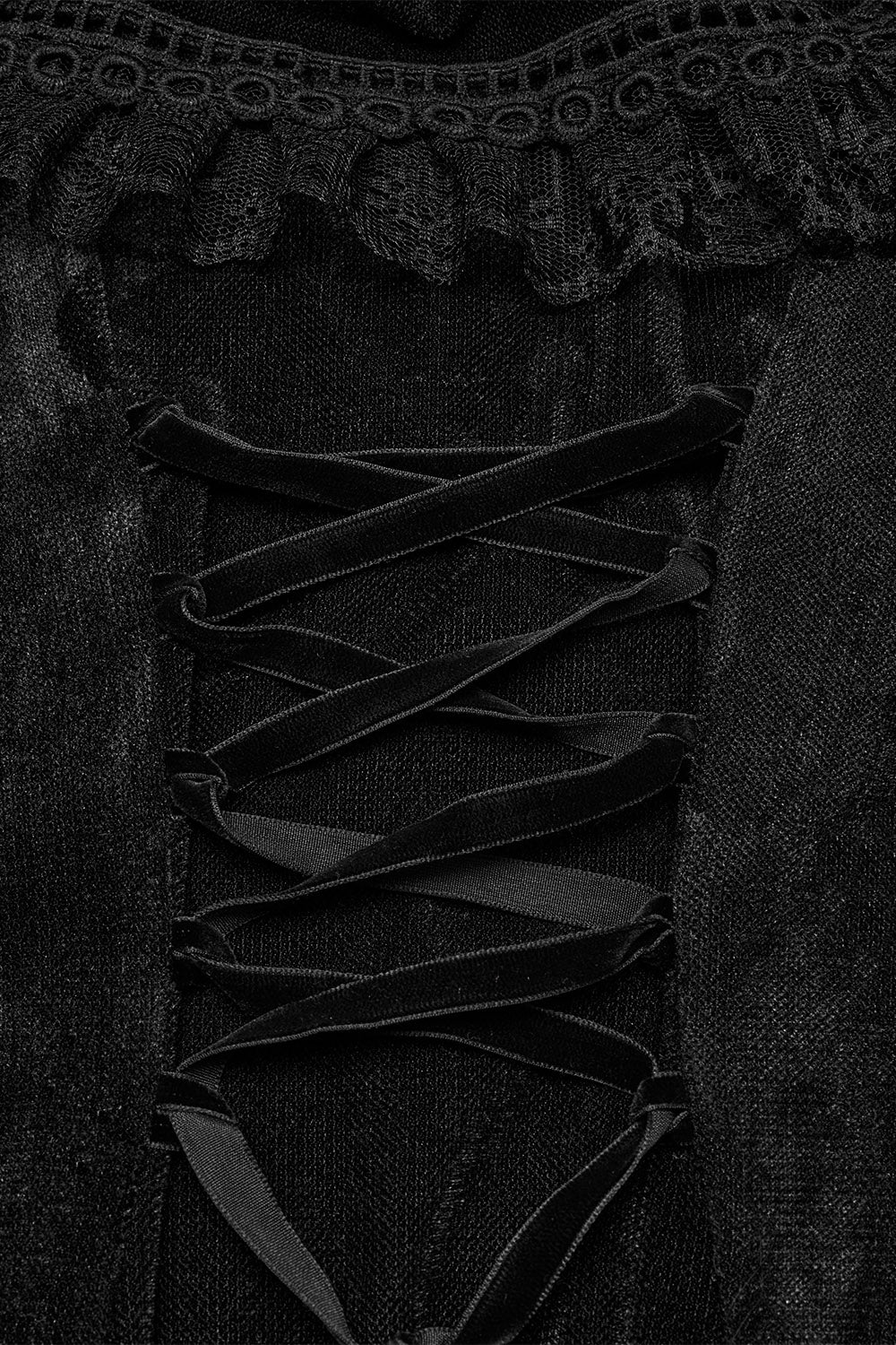 ruffled mesh lace up dress