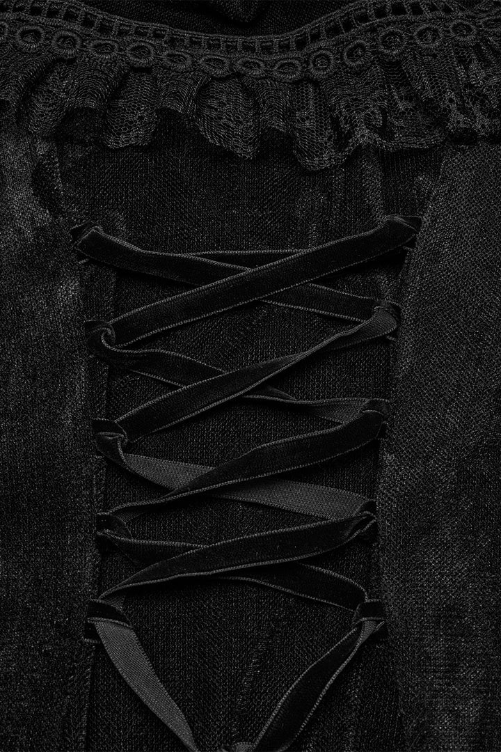 ruffled mesh lace up dress