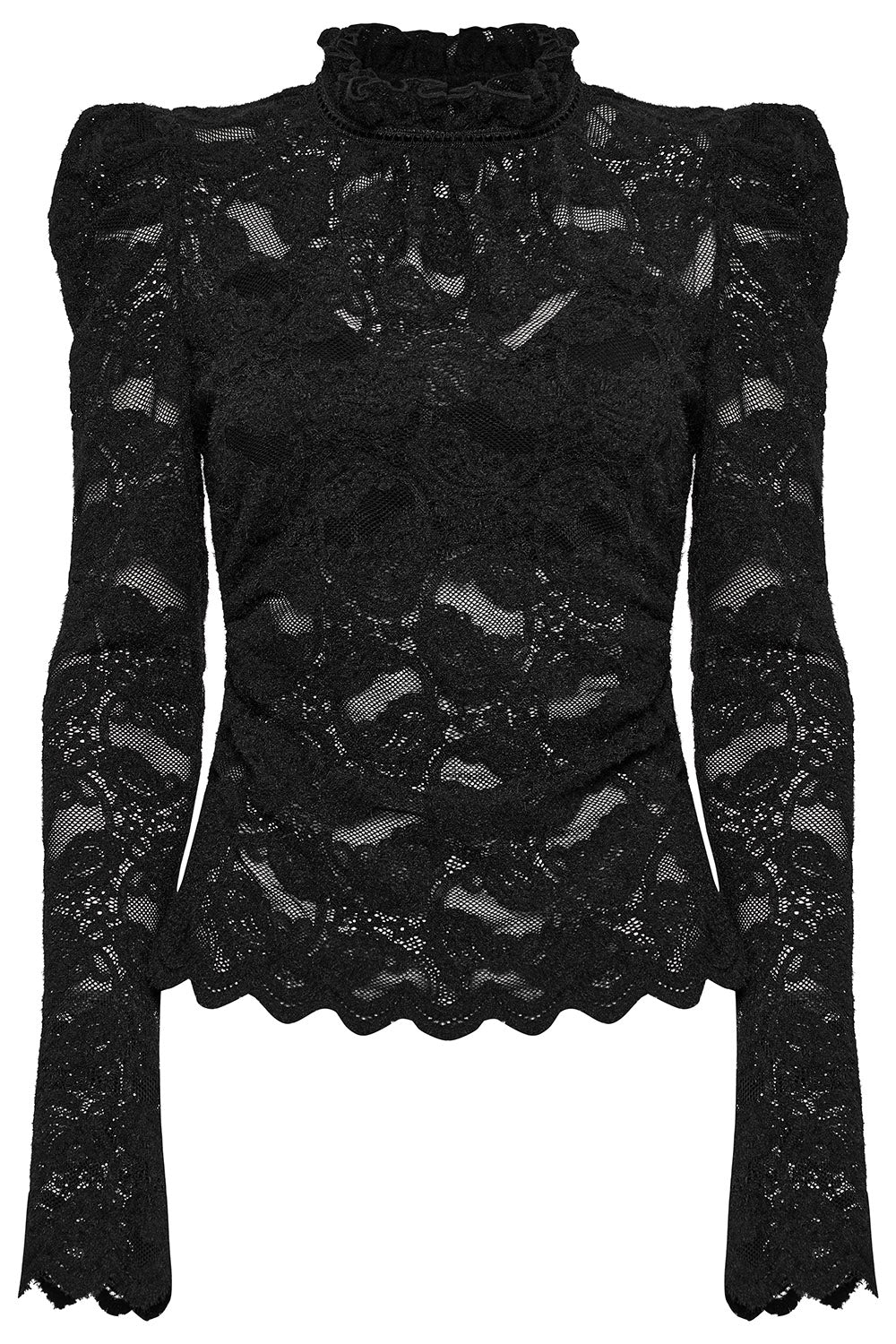 sheer mesh long sleeve top with built-in bra