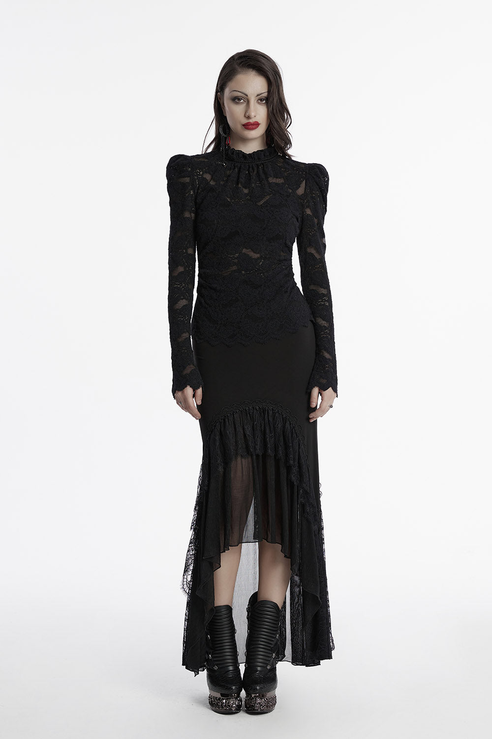 would puff shoulder lace blouse by punk rave