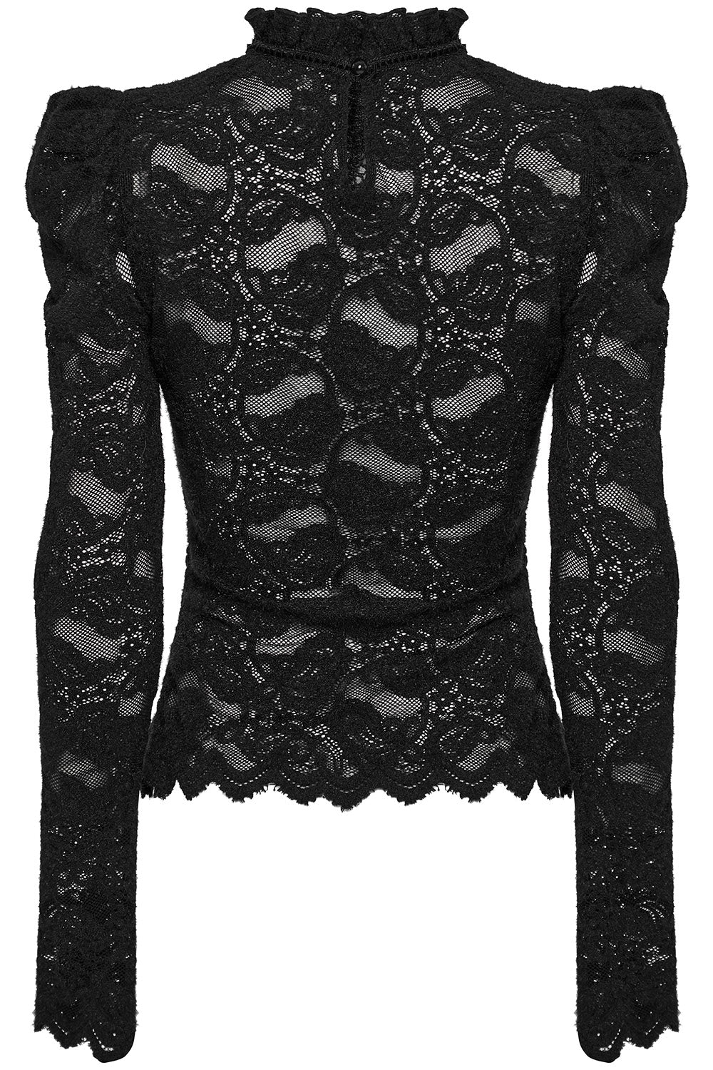 ruffled collar high neckline lace top
