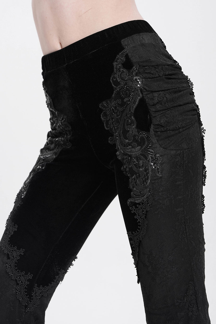 womens black velvet gothic pants