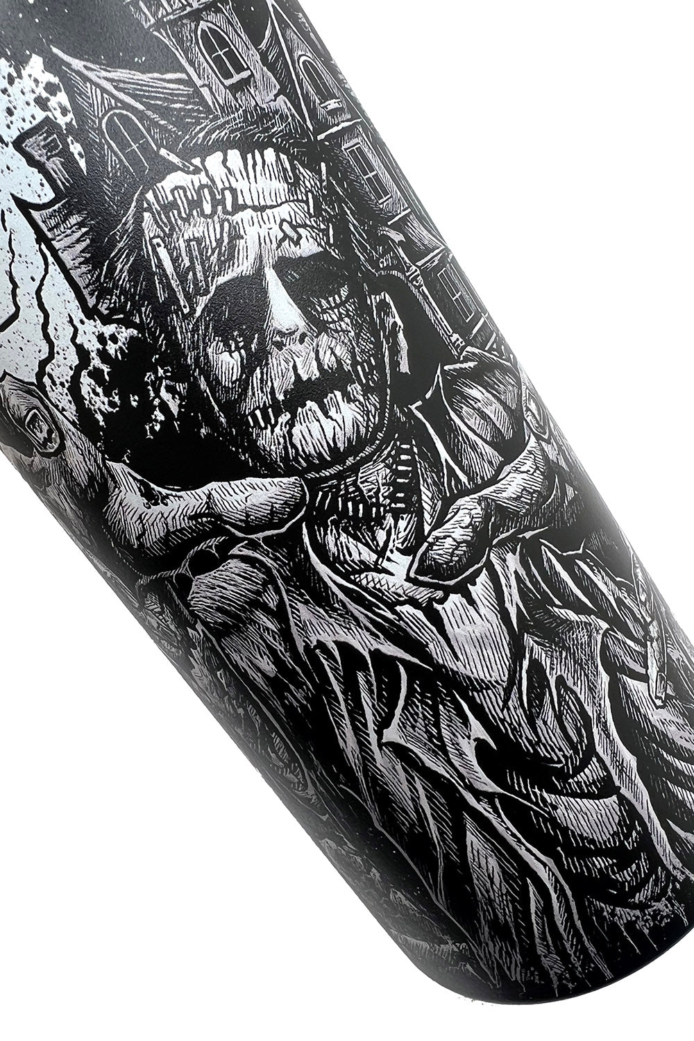 stainless steel black and white frankenstein water bottle