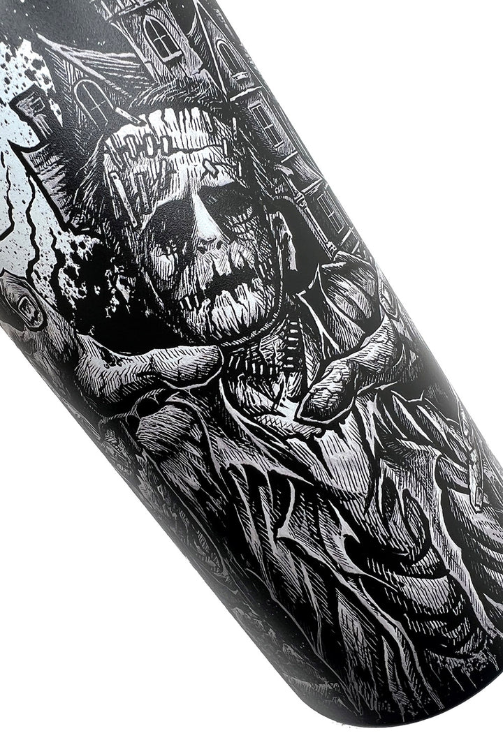 stainless steel black and white frankenstein water bottle