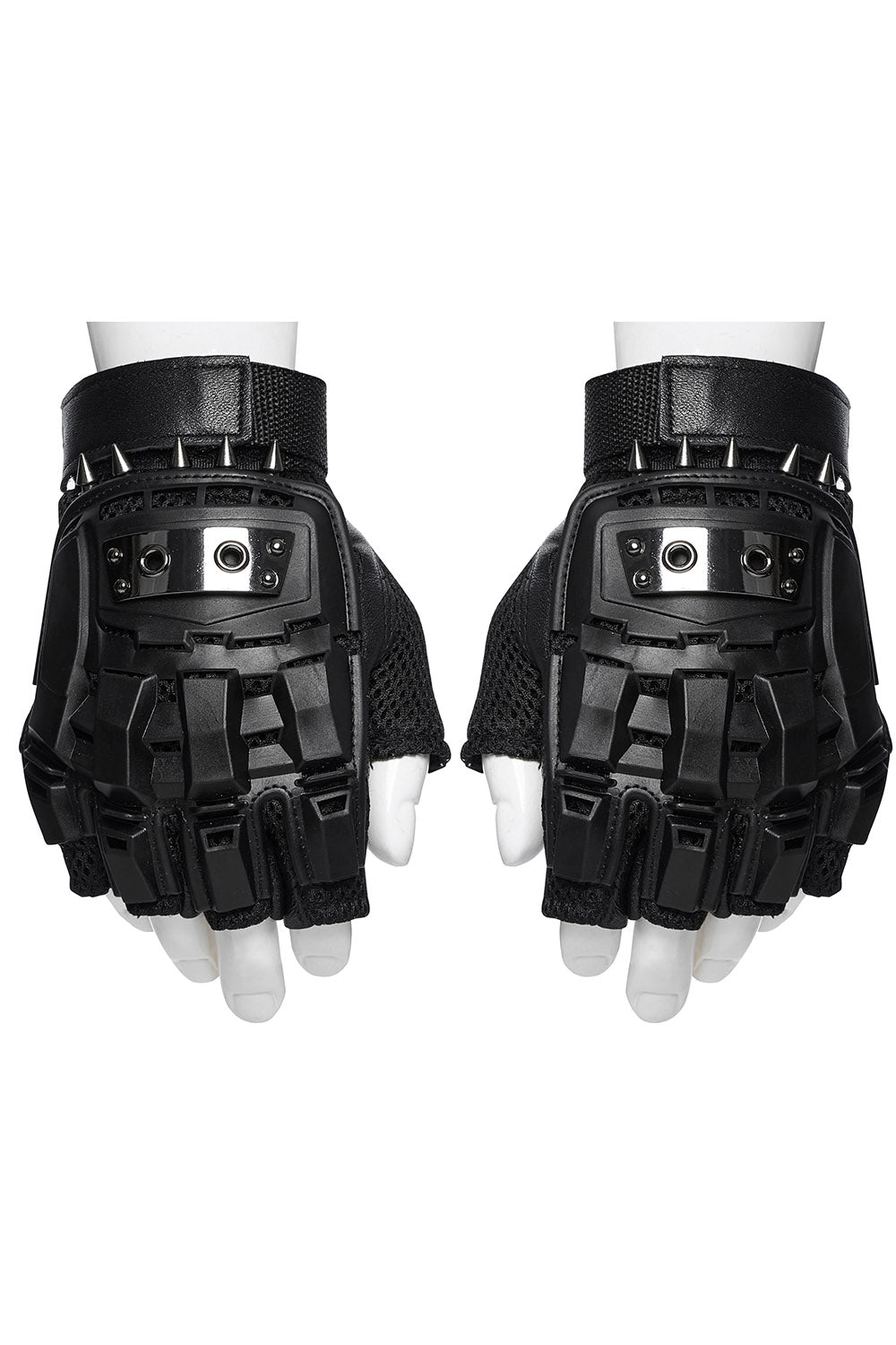 black punk spiked gloves