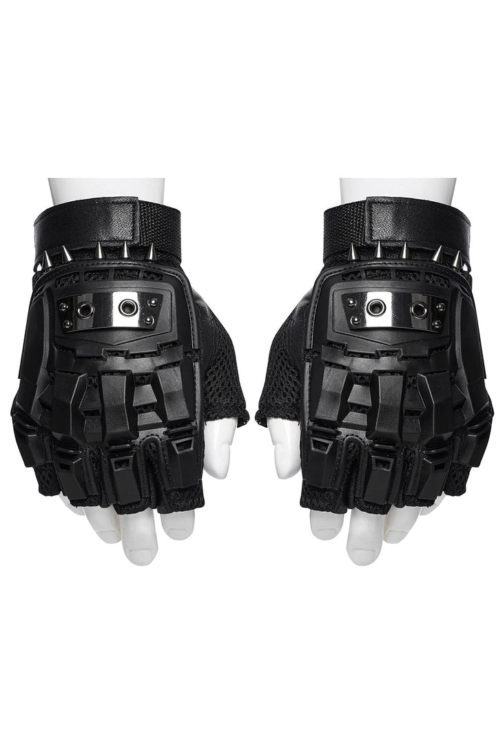 black punk spiked gloves
