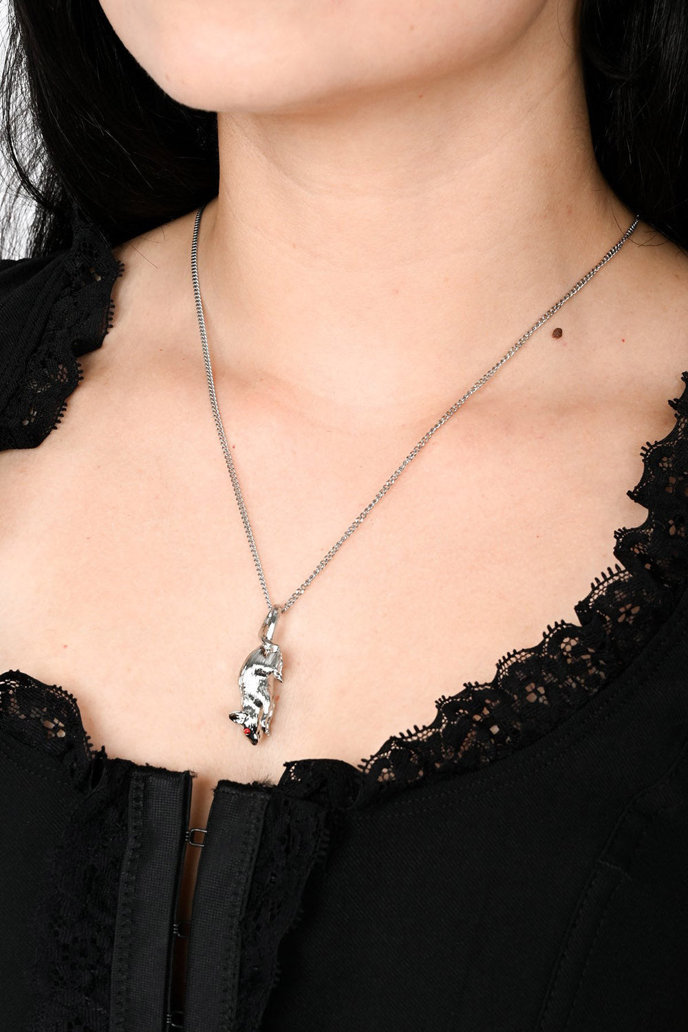 spooky weird freaky weird rat necklace