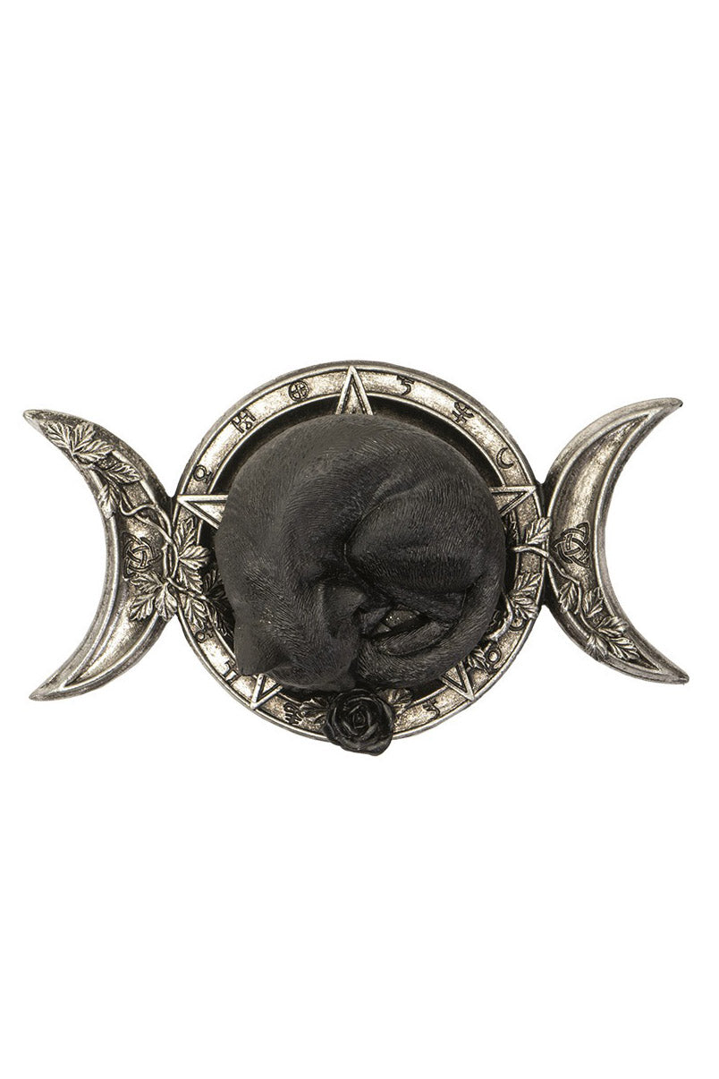 triple goddess moon and sleeping cat statue