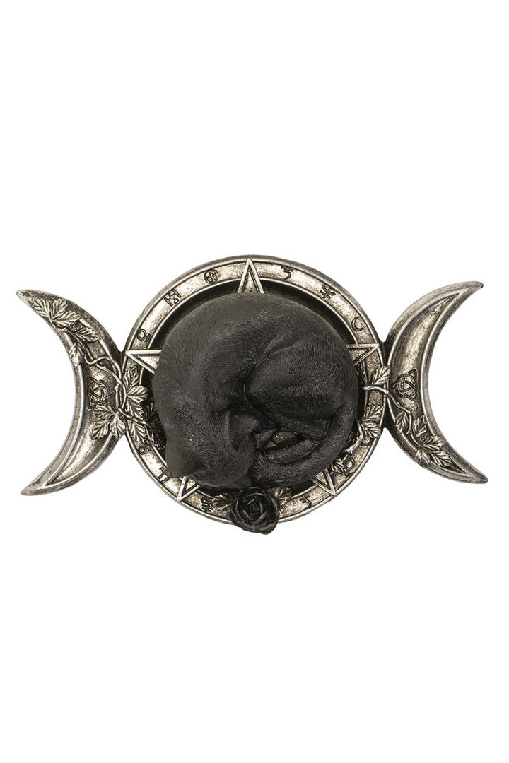 triple goddess moon and sleeping cat statue